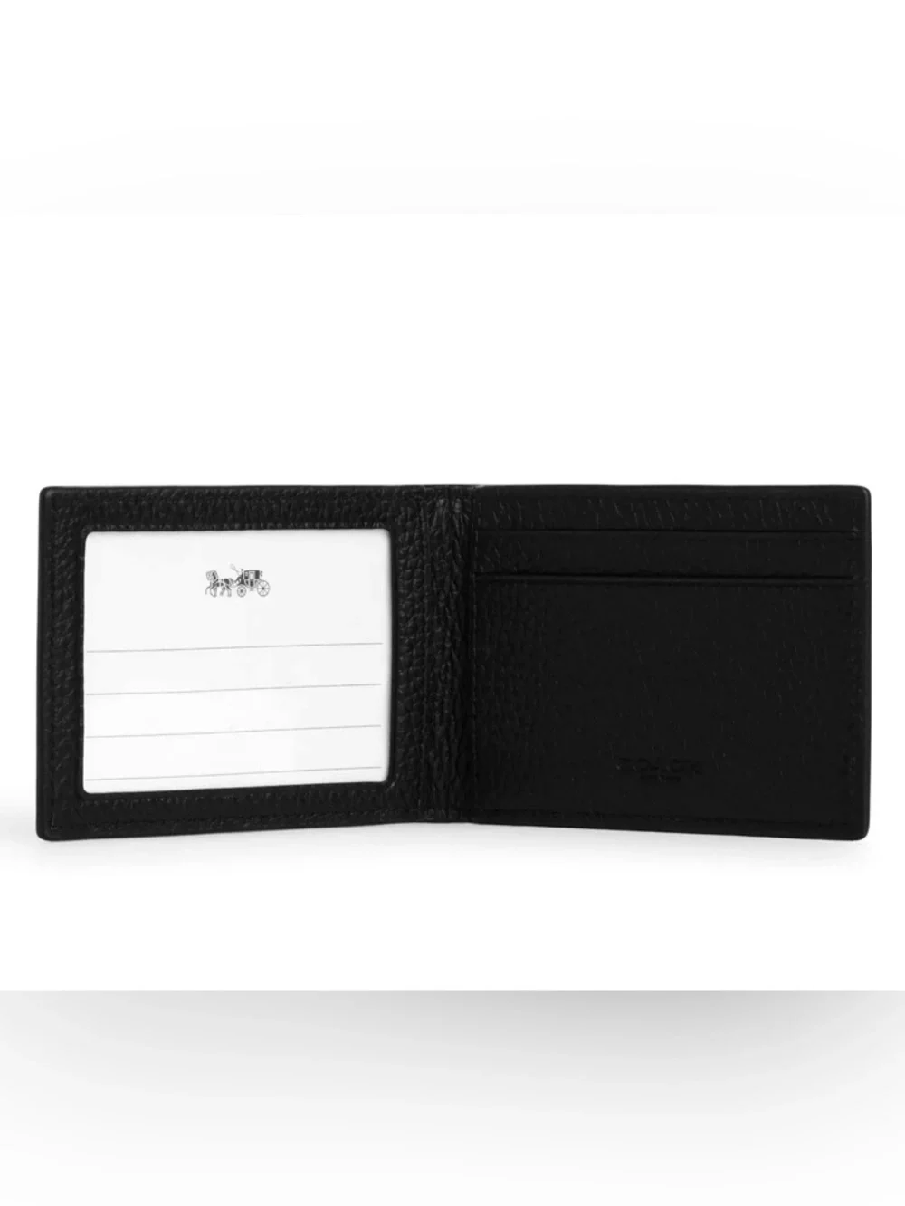 Coach Black Pebbled Leather Small Bifold Card Case